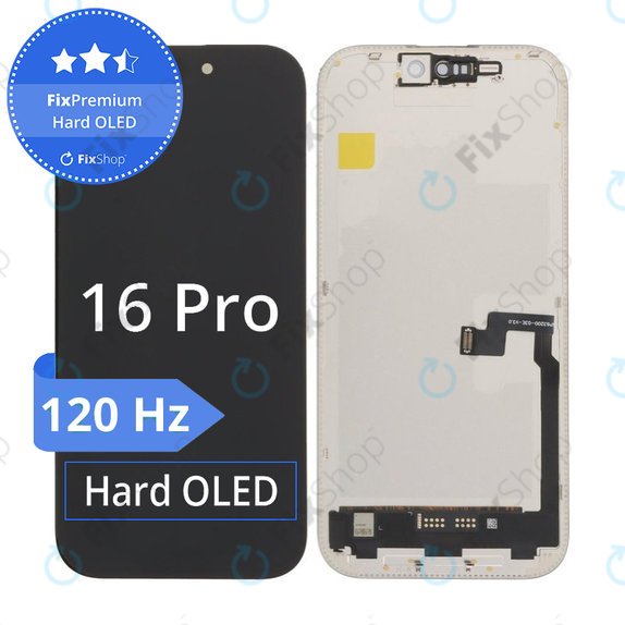 Ecran Hard OLED 120Hz pentru iPhone 16 Pro, Sticlă tactilă cu ramă, FixPremium