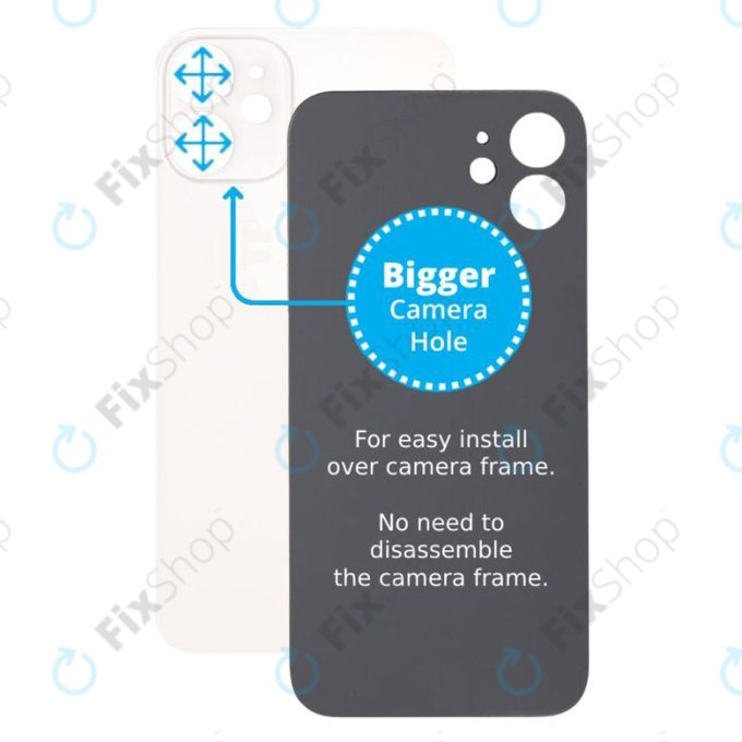 Apple iPhone 12 Mini - Sticlă Carcasă Spate cu Orificiu Mărit pentru Cameră (White)