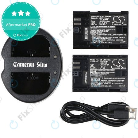 2 baterii cu încărcător pentruCanon EOS 5D Mark II, EOS 7D, 2000mAh, Li-Ion, 7.4V, LP-E6, HQ